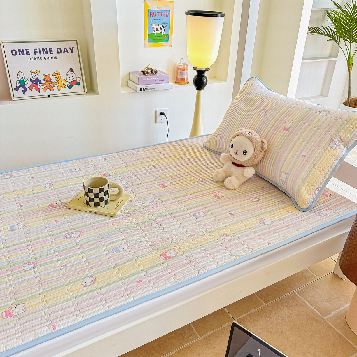 91家纺网 家纺一手货源 找家纺 恒尚居 2025新款A类全棉印花夹棉床盖四季款-系列一 【彩虹猫】全棉-四季款