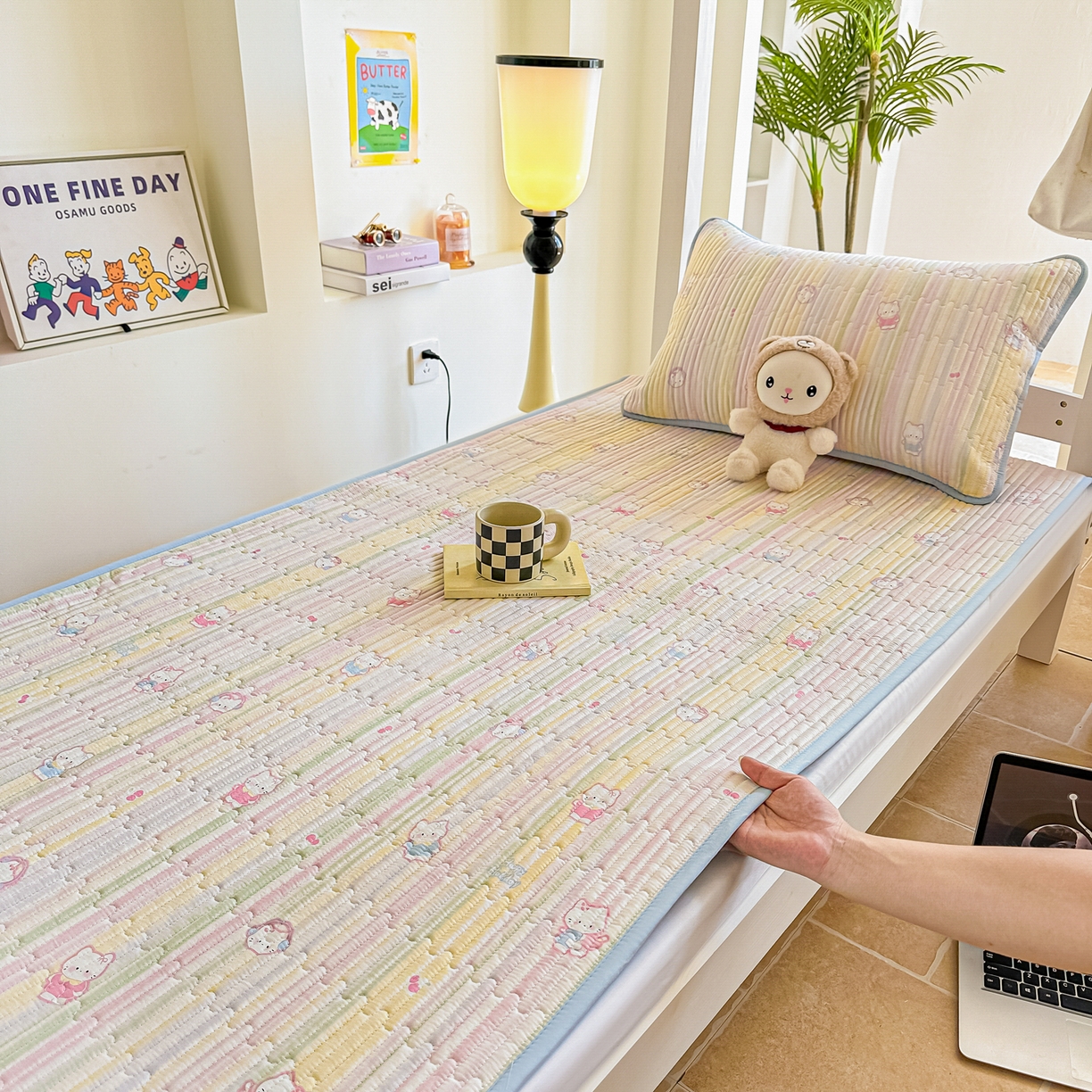 恒尚居 2025新款A类全棉印花夹棉床盖四季款-系列一 【彩虹猫】全棉-四季款