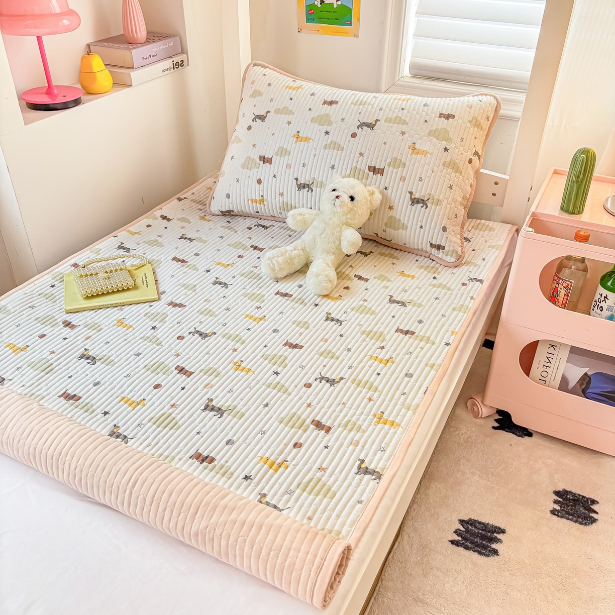 91家纺网 家纺一手货源 找家纺 恒尚居 2025新款A类全棉印花夹棉床盖四季款-系列一 【大耳狗】全棉-四季款