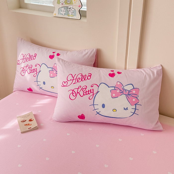 91家纺网 家纺一手货源 找家纺 玉元坊 2025新款大版三丽鸥系列全棉纯棉床单纯棉床裙三四件套简约款 甜心凯蒂