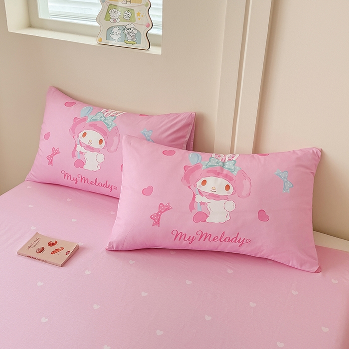 91家纺网 家纺一手货源 找家纺 玉元坊 2025新款大版三丽鸥系列全棉纯棉床单纯棉床裙三四件套简约款 甜心美乐蒂