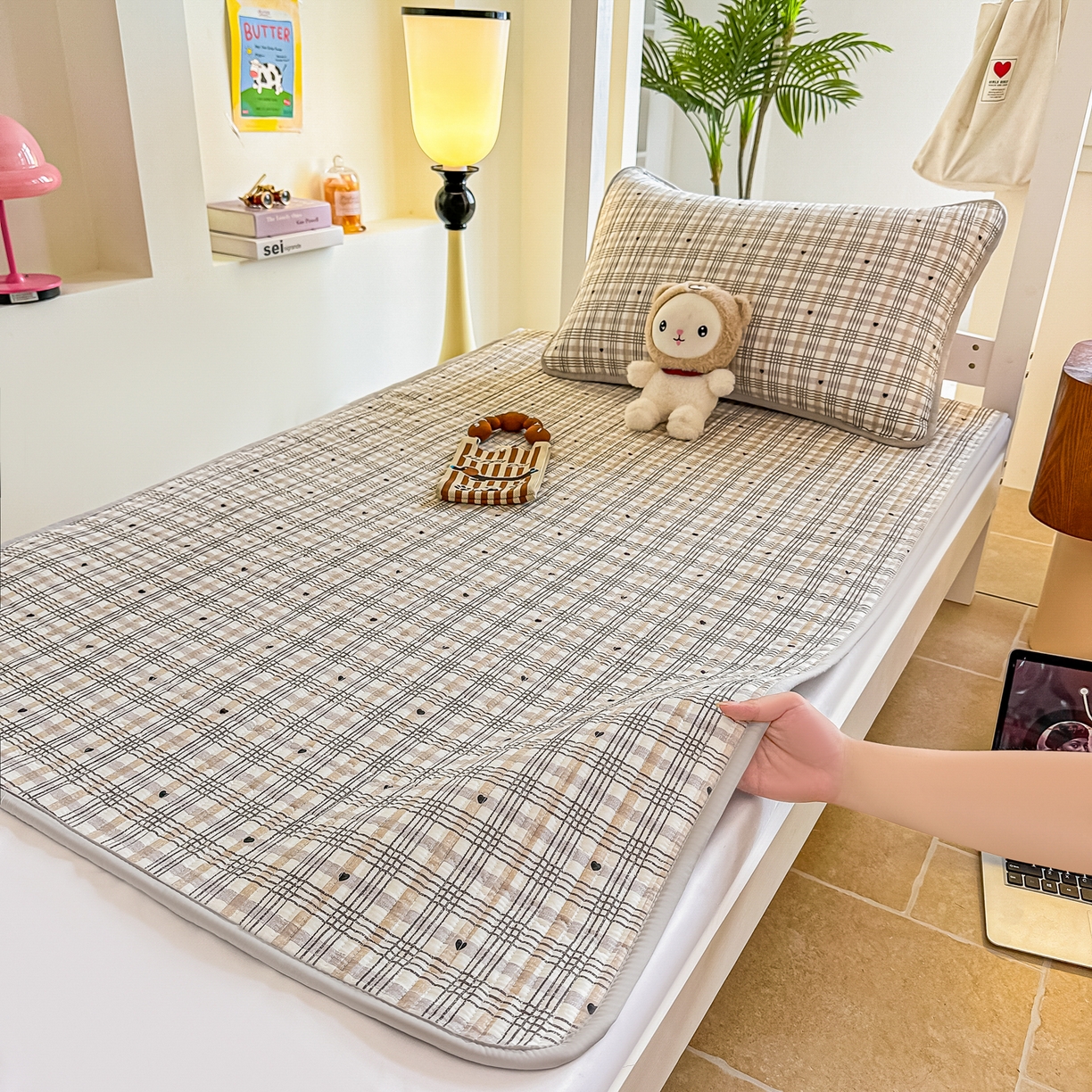 91家纺网 家纺一手货源 找家纺 恒尚居 2025新款A类全棉印花夹棉床盖四季款-系列一 【简格调】全棉-四季款