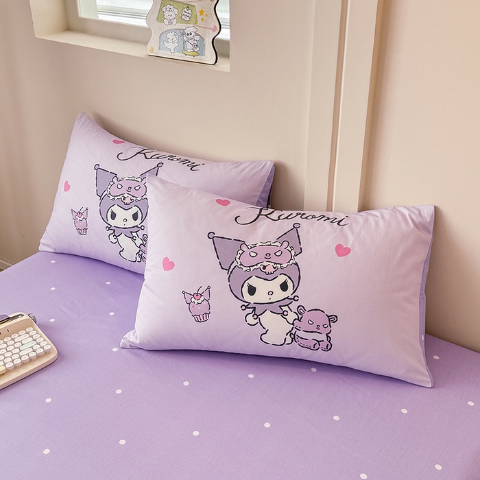 91家纺网 家纺一手货源 找家纺 玉元坊 2025新款大版三丽鸥系列全棉纯棉床单纯棉床裙三四件套简约款 晚安库洛米