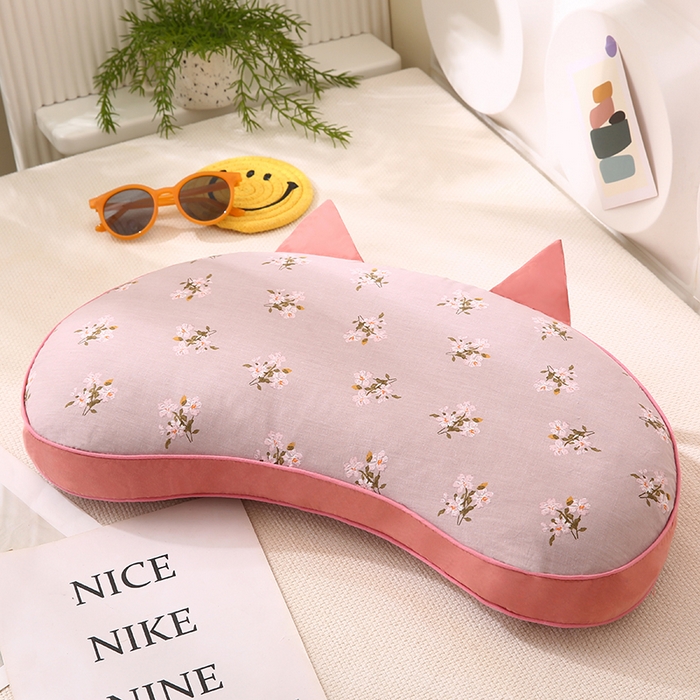 金牛枕芯 2025新款全棉小碎花猫耳朵系列荞麦枕头可拆洗枕头枕芯 猫耳朵-茶花 35x50cm/只