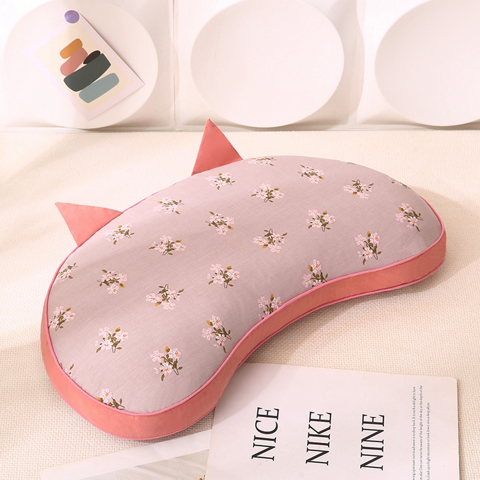 91家纺网 家纺一手货源 找家纺 金牛枕芯 2025新款全棉小碎花猫耳朵系列荞麦枕头可拆洗枕头枕芯 猫耳朵-茶花 35x50cm/只