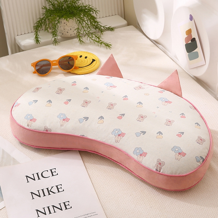 金牛枕芯 2025新款全棉小碎花猫耳朵系列荞麦枕头可拆洗枕头枕芯 猫耳朵-彩熊 35x50cm/只