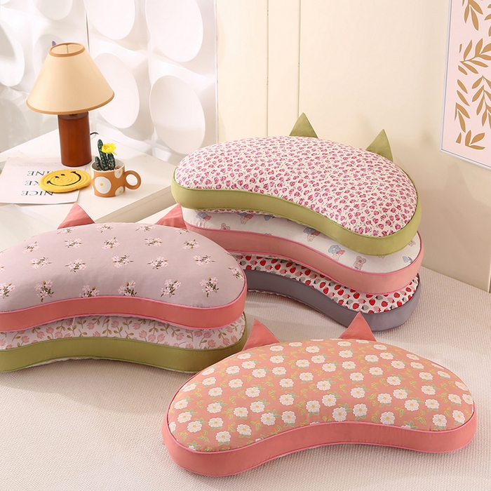 91家纺网 家纺一手货源 找家纺 金牛枕芯 2025新款全棉小碎花猫耳朵系列荞麦枕头可拆洗枕头枕芯 组合图仅供展示不可下单 35x50cm/只