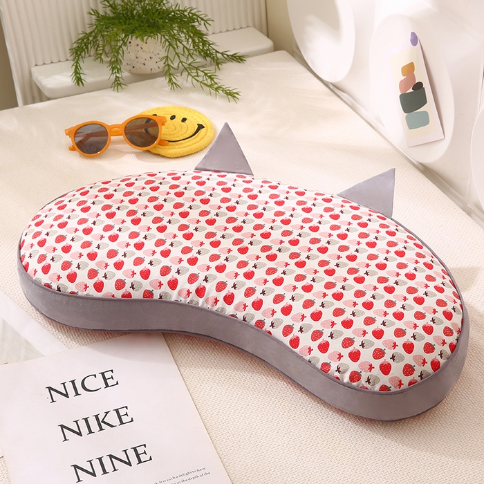 金牛枕芯 2025新款全棉小碎花猫耳朵系列荞麦枕头可拆洗枕头枕芯 猫耳朵-草莓 35x50cm/只