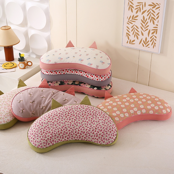 91家纺网 家纺一手货源 找家纺 金牛枕芯 2025新款全棉小碎花猫耳朵系列荞麦枕头可拆洗枕头枕芯 组合图仅供展示不可下单 35x50cm/只