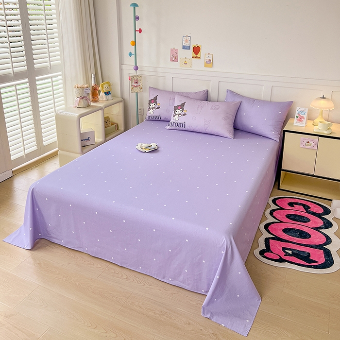 91家纺网 家纺一手货源 找家纺 玉元坊 2025新款大版三丽鸥系列全棉纯棉床单纯棉床裙三四件套简约款 饮料