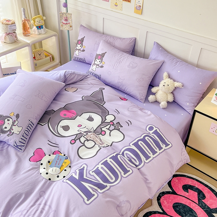 91家纺网 家纺一手货源 找家纺 玉元坊 2025新款大版三丽鸥系列全棉纯棉床单纯棉床裙三四件套简约款 饮料