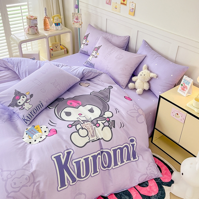 91家纺网 家纺一手货源 找家纺 玉元坊 2025新款大版三丽鸥系列全棉纯棉床单纯棉床裙三四件套简约款 饮料