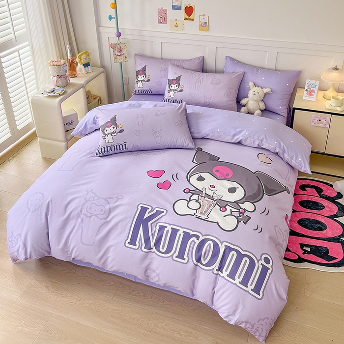 91家纺网 家纺一手货源 找家纺 玉元坊 2025新款大版三丽鸥系列全棉纯棉床单纯棉床裙三四件套简约款 饮料