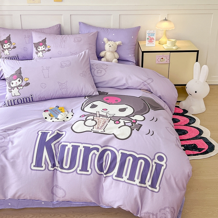 91家纺网 家纺一手货源 找家纺 玉元坊 2025新款大版三丽鸥系列全棉纯棉床单纯棉床裙三四件套简约款 饮料