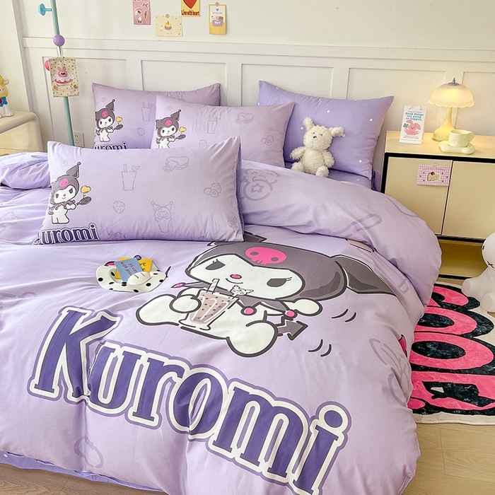 91家纺网 家纺一手货源 找家纺 玉元坊 2025新款大版三丽鸥系列全棉纯棉床单纯棉床裙三四件套简约款 饮料