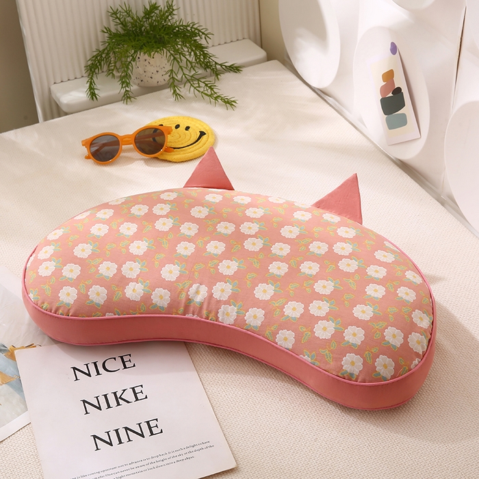 金牛枕芯 2025新款全棉小碎花猫耳朵系列荞麦枕头可拆洗枕头枕芯 猫耳朵-月牙红 35x50cm/只