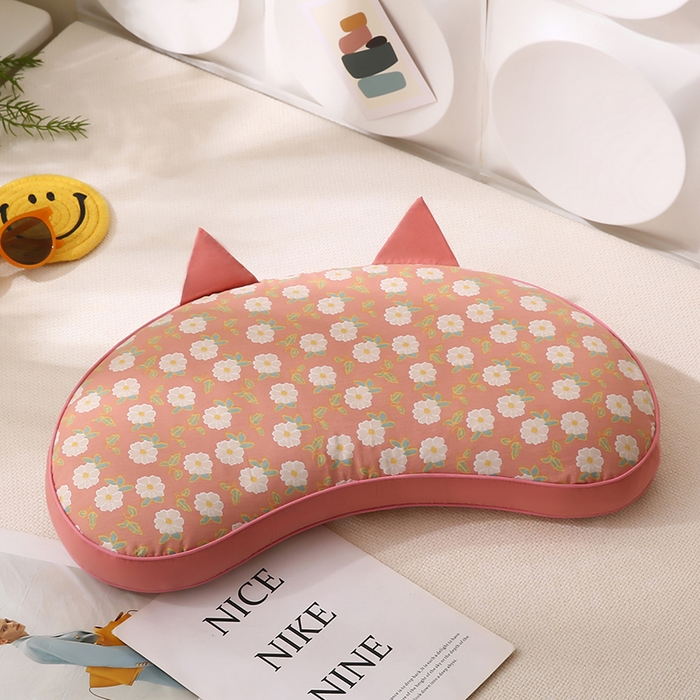 91家纺网 家纺一手货源 找家纺 金牛枕芯 2025新款全棉小碎花猫耳朵系列荞麦枕头可拆洗枕头枕芯 猫耳朵-月牙红 35x50cm/只