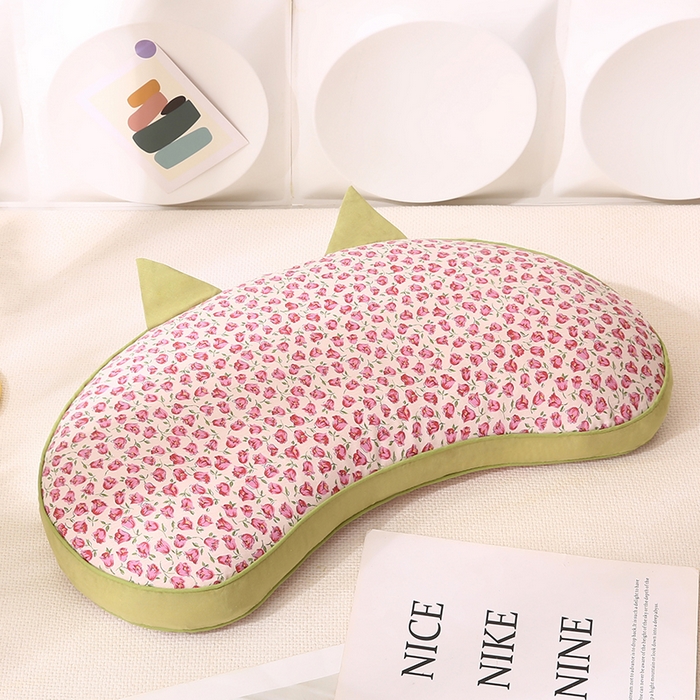 91家纺网 家纺一手货源 找家纺 金牛枕芯 2025新款全棉小碎花猫耳朵系列荞麦枕头可拆洗枕头枕芯 猫耳朵-玫瑰 35x50cm/只