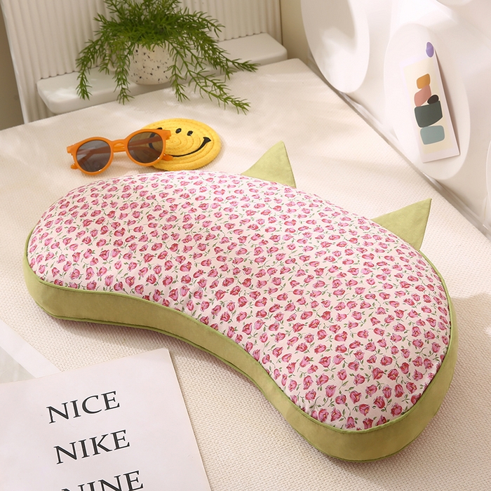 金牛枕芯 2025新款全棉小碎花猫耳朵系列荞麦枕头可拆洗枕头枕芯 猫耳朵-玫瑰 35x50cm/只