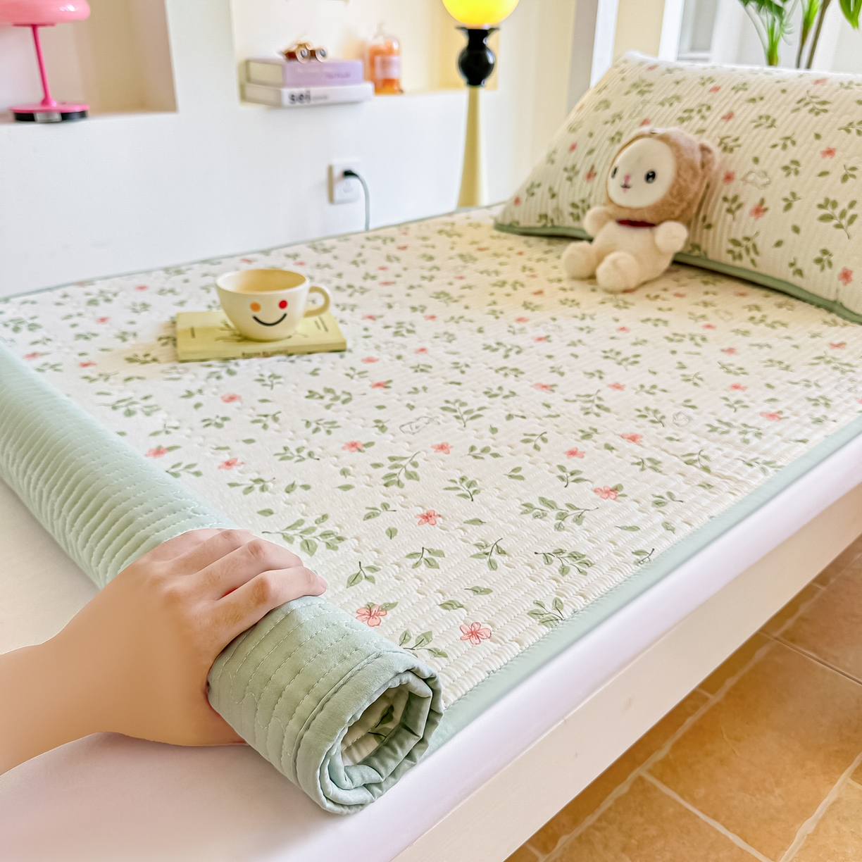 91家纺网 家纺一手货源 找家纺 恒尚居 2025新款A类全棉印花夹棉床盖四季款-系列一 【清新雅韵】全棉-四季款