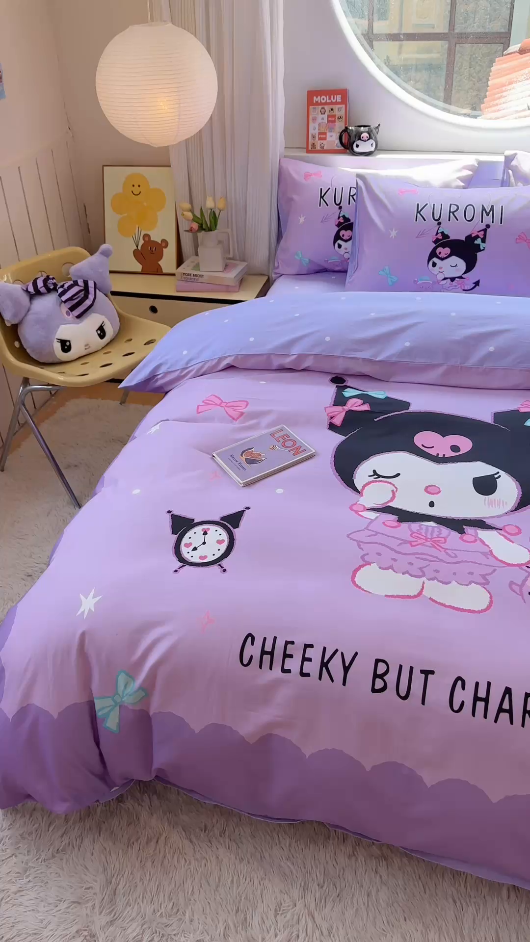 91家纺网 家纺一手货源 找家纺 玉元坊 2025新款大版三丽鸥系列全棉纯棉床单纯棉床裙三四件套简约款 巴库库洛米