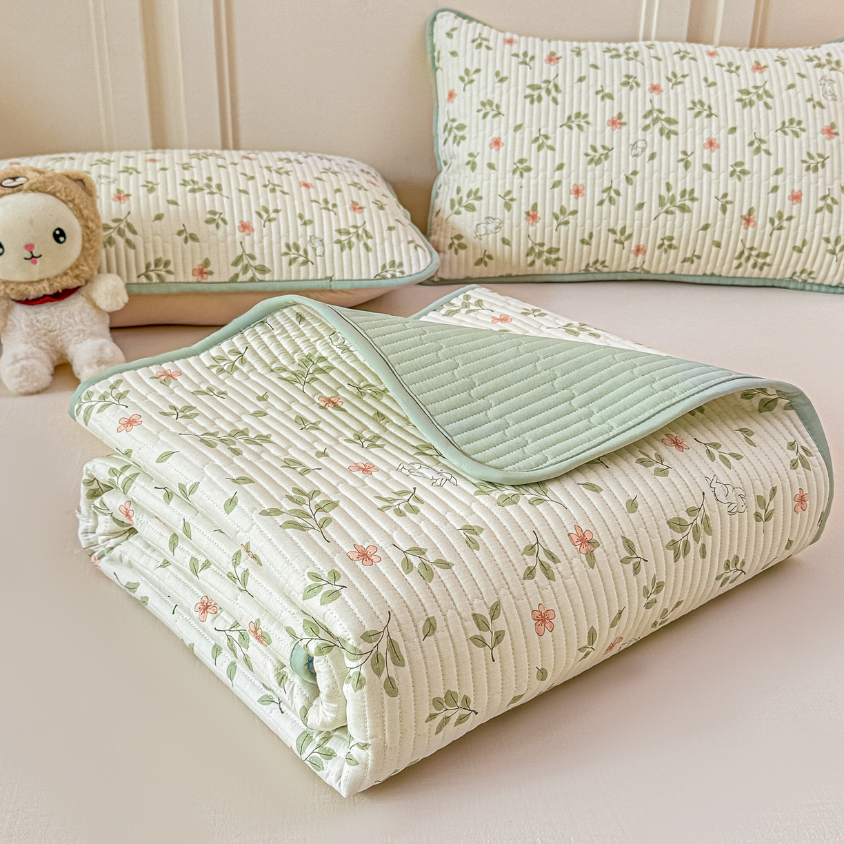 91家纺网 家纺一手货源 找家纺 恒尚居 2025新款A类全棉印花夹棉床盖四季款-系列一 【清新雅韵】全棉-四季款