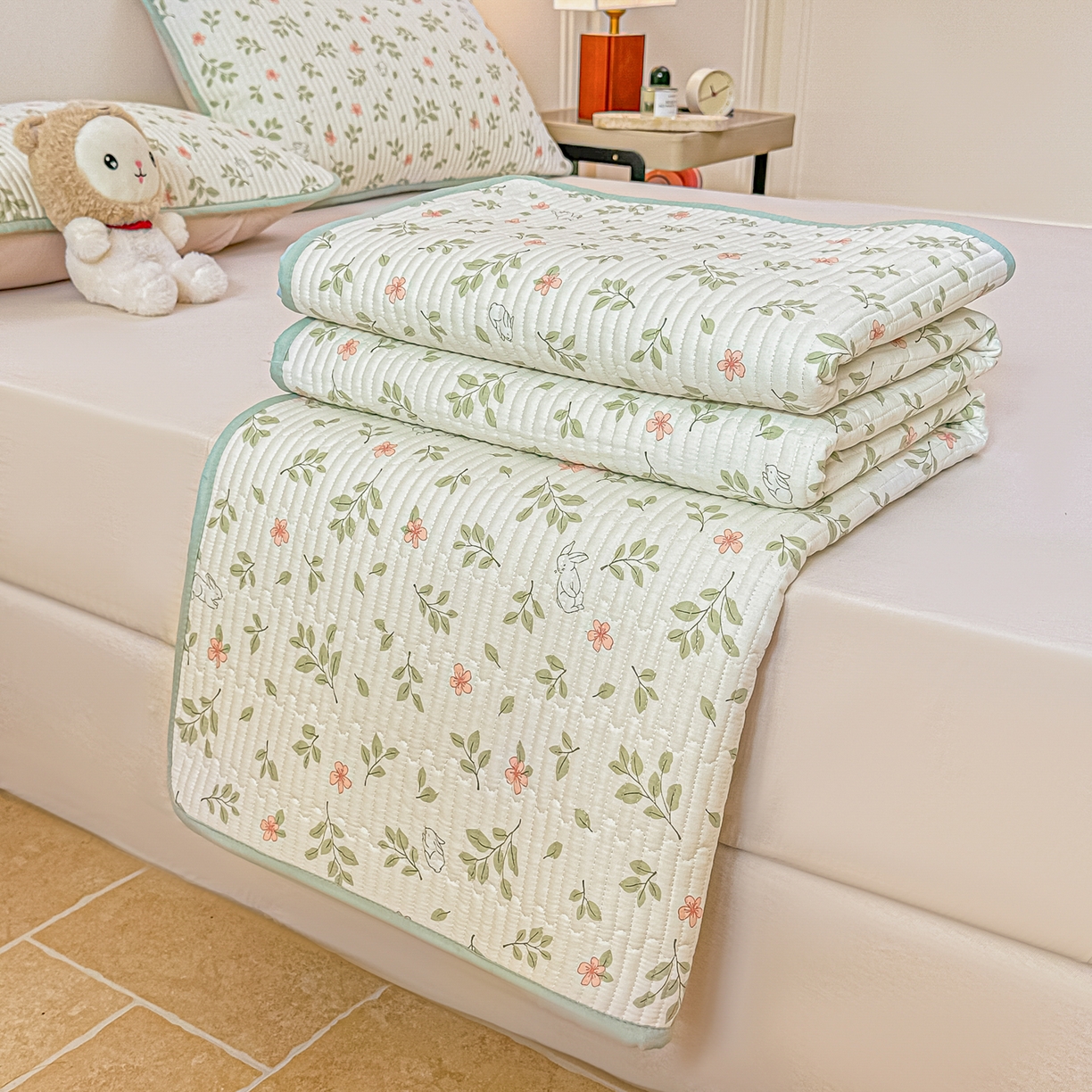 91家纺网 家纺一手货源 找家纺 恒尚居 2025新款A类全棉印花夹棉床盖四季款-系列一 【清新雅韵】全棉-四季款