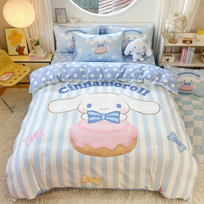 玉元坊 2025新款大版三丽鸥系列全棉纯棉床单纯棉床裙三四件套简约款 领带玉桂狗