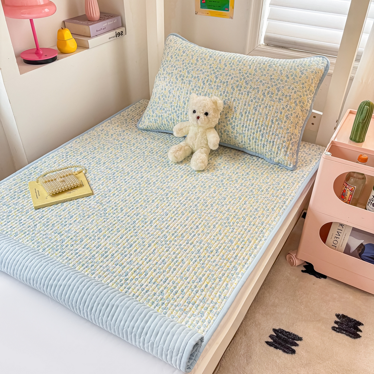 91家纺网 家纺一手货源 找家纺 恒尚居 2025新款A类全棉印花夹棉床盖四季款-系列一 【雪兰】全棉-四季款