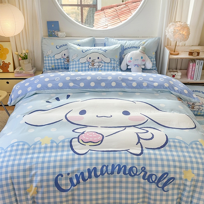 91家纺网 家纺一手货源 找家纺 玉元坊 2025新款大版三丽鸥系列全棉纯棉床单纯棉床裙三四件套简约款 奶芙玉桂狗