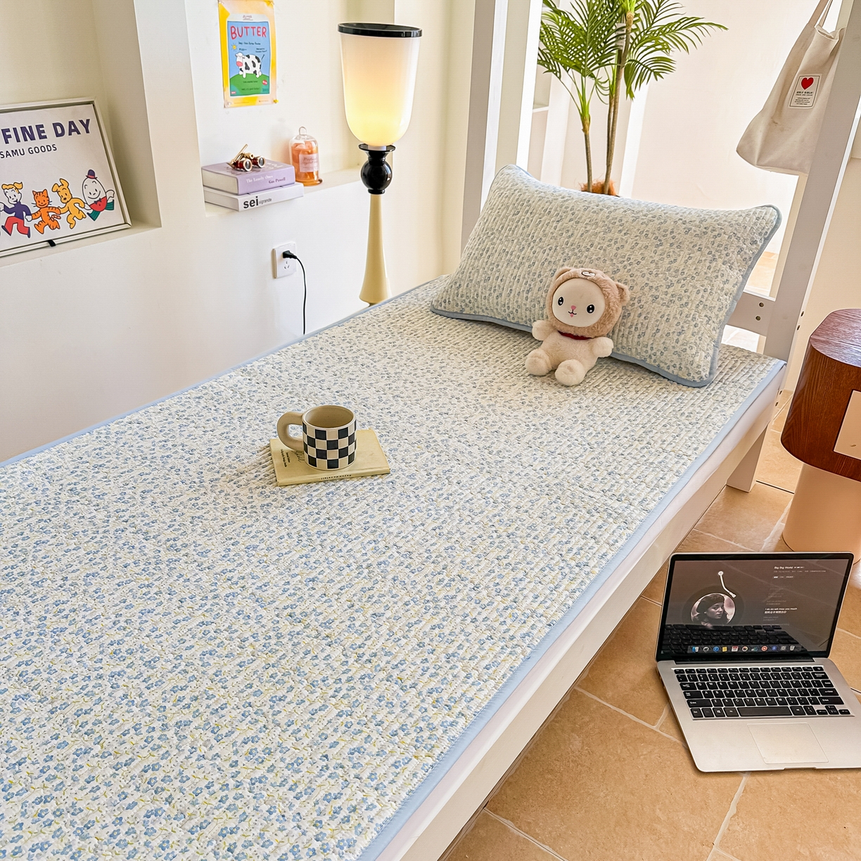 91家纺网 家纺一手货源 找家纺 恒尚居 2025新款A类全棉印花夹棉床盖四季款-系列一 【雪兰】全棉-四季款