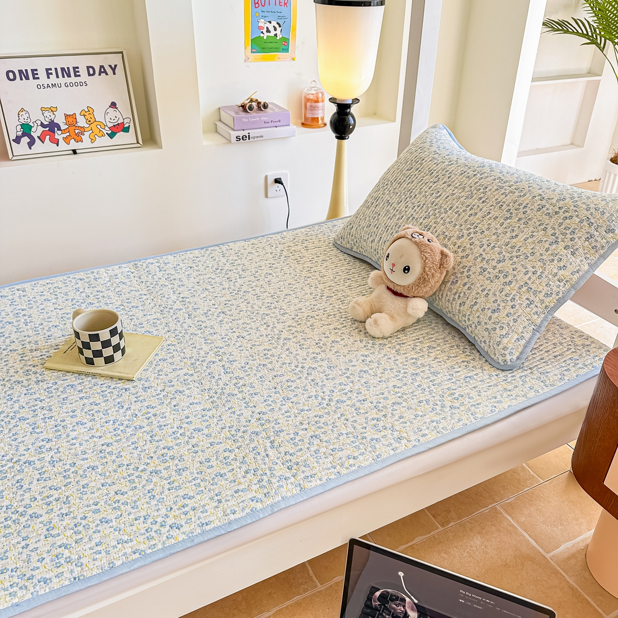 91家纺网 家纺一手货源 找家纺 恒尚居 2025新款A类全棉印花夹棉床盖四季款-系列一 【雪兰】全棉-四季款