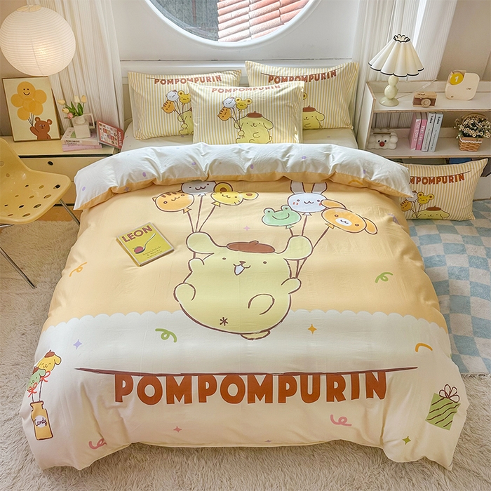 玉元坊 2025新款大版三丽鸥系列全棉纯棉床单纯棉床裙三四件套简约款 奶黄包布丁狗