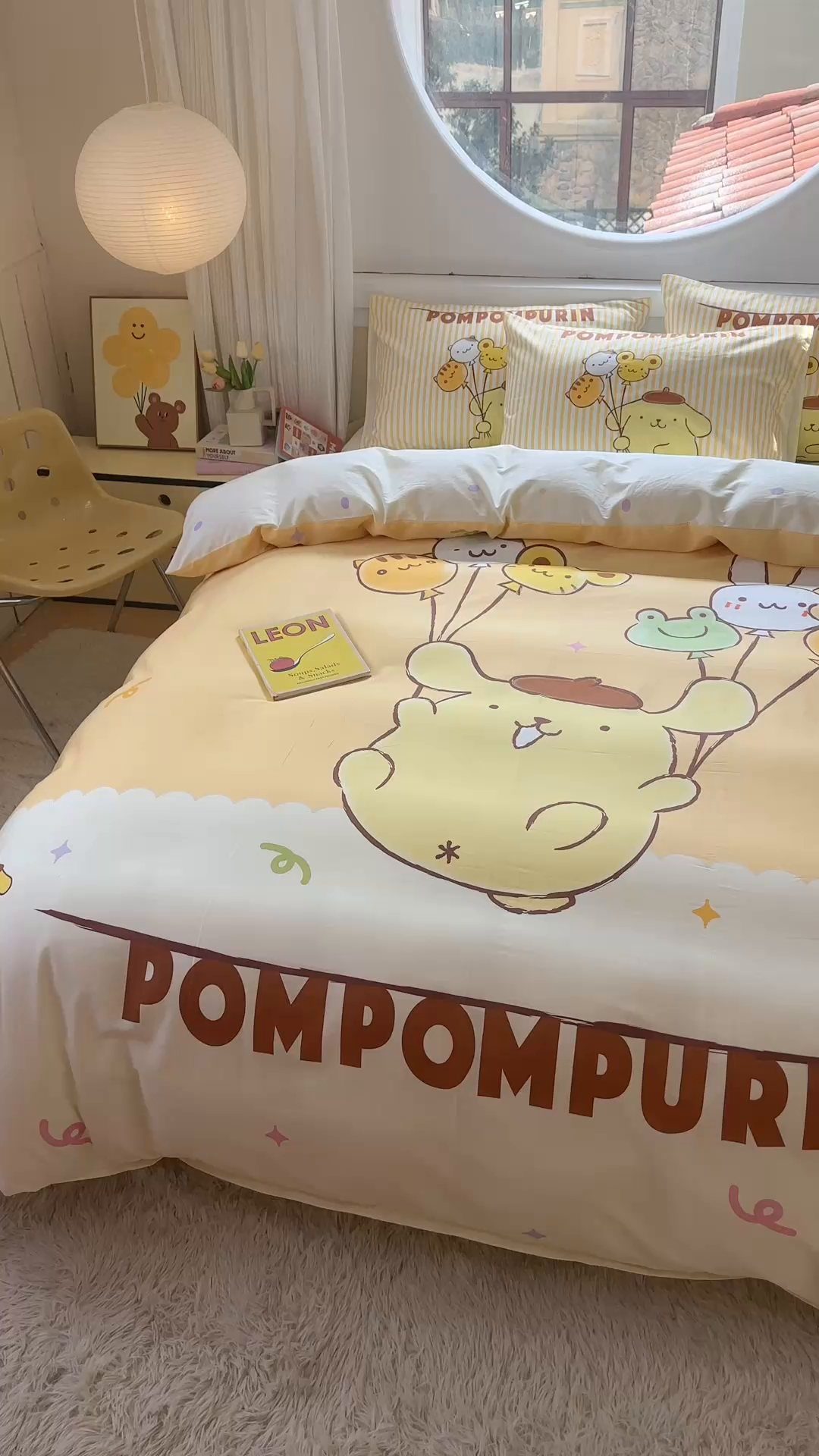 91家纺网 家纺一手货源 找家纺 玉元坊 2025新款大版三丽鸥系列全棉纯棉床单纯棉床裙三四件套简约款 奶黄包布丁狗