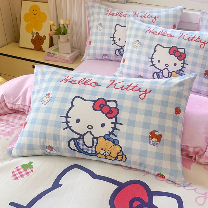 91家纺网 家纺一手货源 找家纺 玉元坊 2025新款大版三丽鸥系列全棉纯棉床单纯棉床裙三四件套简约款 奶油凯蒂猫