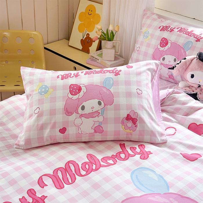 91家纺网 家纺一手货源 找家纺 玉元坊 2025新款大版三丽鸥系列全棉纯棉床单纯棉床裙三四件套简约款 星黛美乐蒂