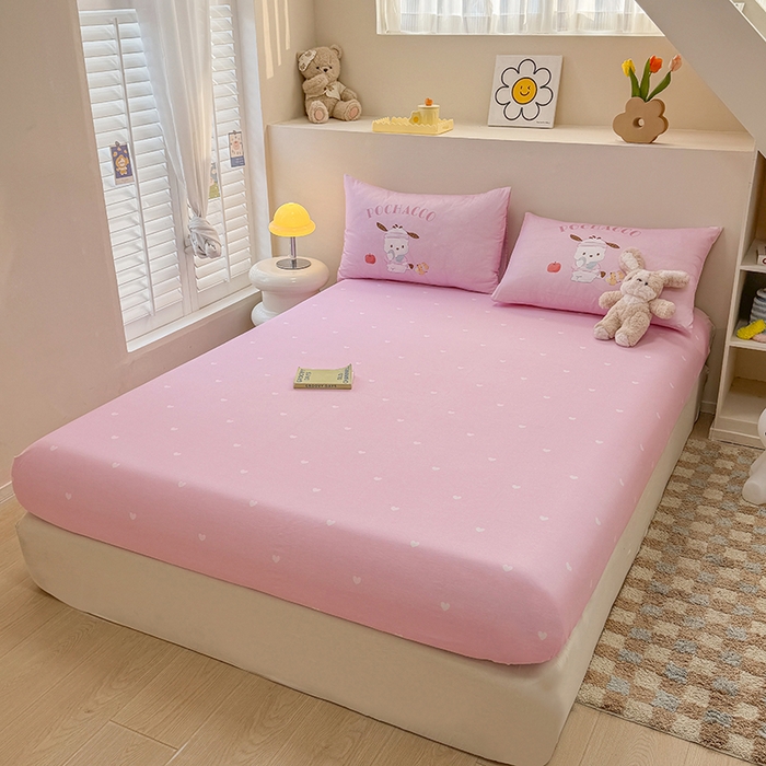 91家纺网 家纺一手货源 找家纺 玉元坊 2025新款大版三丽鸥系列全棉纯棉床单纯棉床裙三四件套简约款 活力帕恰狗