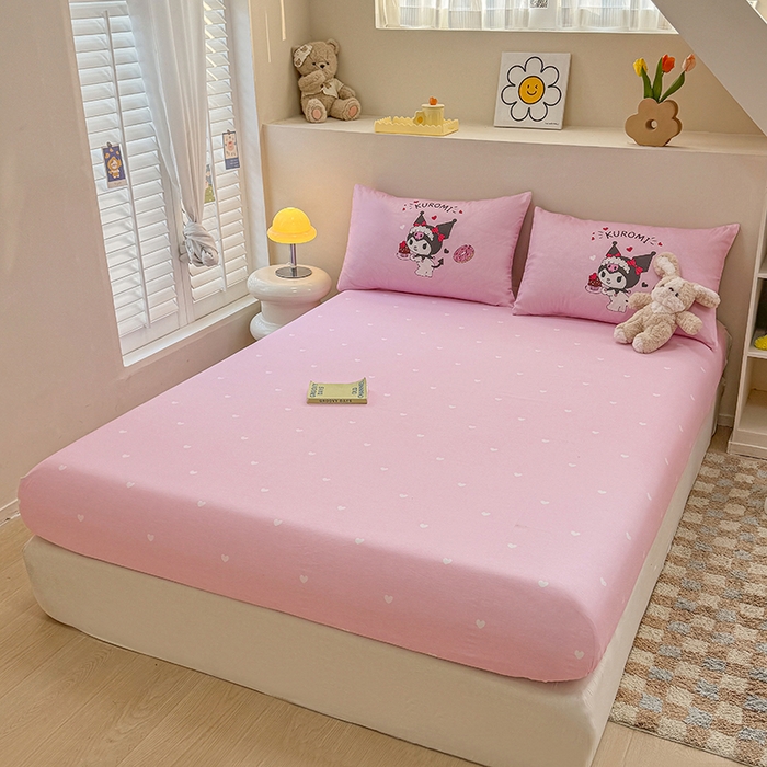 91家纺网 家纺一手货源 找家纺 玉元坊 2025新款大版三丽鸥系列全棉纯棉床单纯棉床裙三四件套简约款 美味库洛米