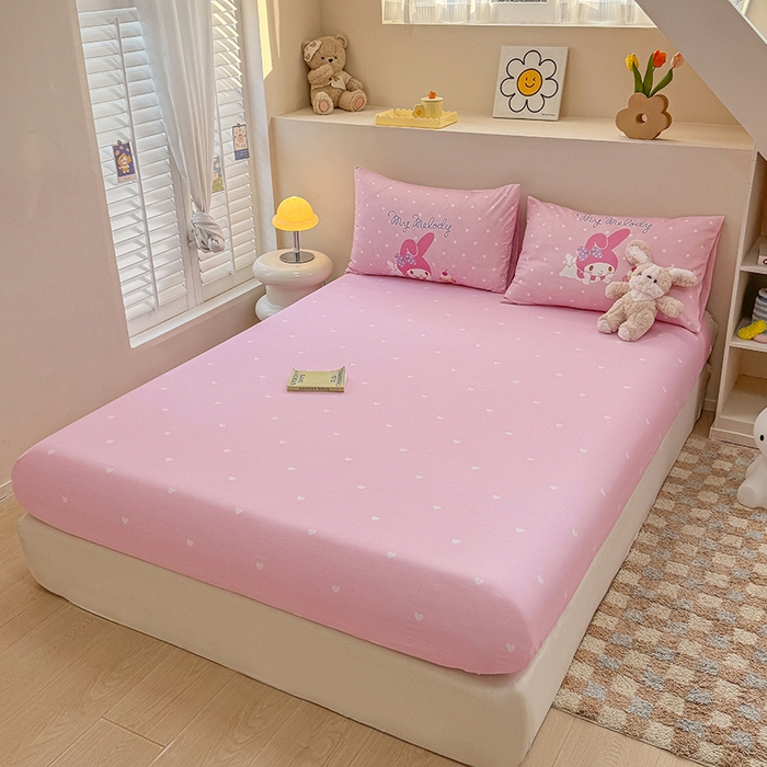 91家纺网 家纺一手货源 找家纺 玉元坊 2025新款大版三丽鸥系列全棉纯棉床单纯棉床裙三四件套简约款 甜品美乐蒂