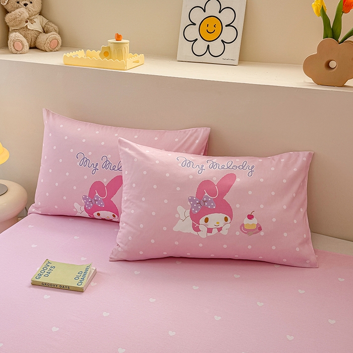 91家纺网 家纺一手货源 找家纺 玉元坊 2025新款大版三丽鸥系列全棉纯棉床单纯棉床裙三四件套简约款 甜品美乐蒂