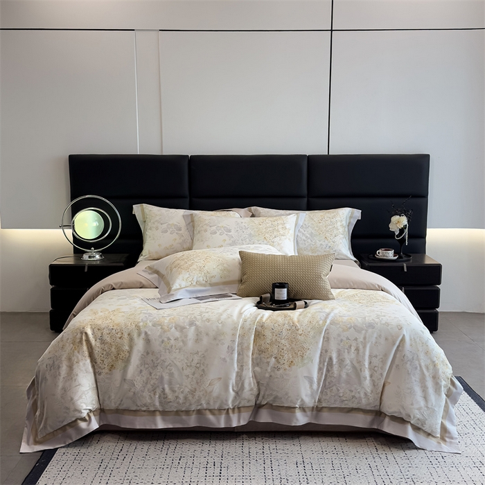 91家纺网 家纺一手货源 找家纺 朵希曼 2026新款全棉贡缎大版数码印花系列 春日