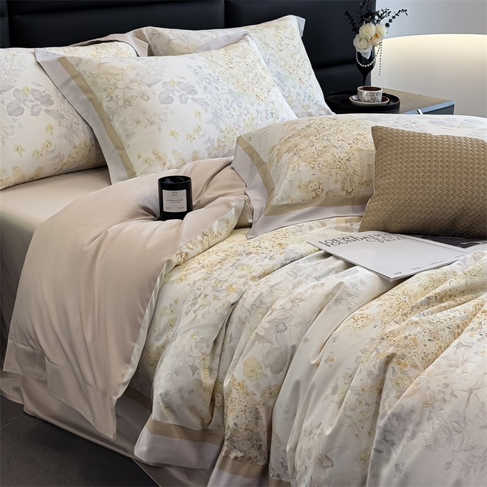 91家纺网 家纺一手货源 找家纺 朵希曼 2026新款全棉贡缎大版数码印花系列 春日