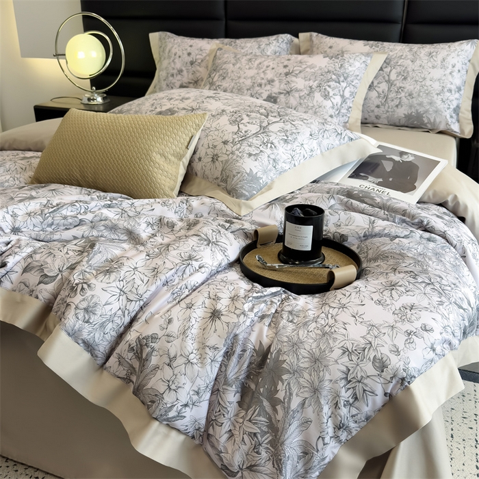 91家纺网 家纺一手货源 找家纺 朵希曼 2026新款全棉贡缎大版数码印花系列 馥韵