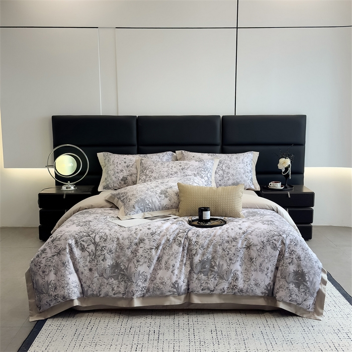 91家纺网 家纺一手货源 找家纺 朵希曼 2026新款全棉贡缎大版数码印花系列 馥韵