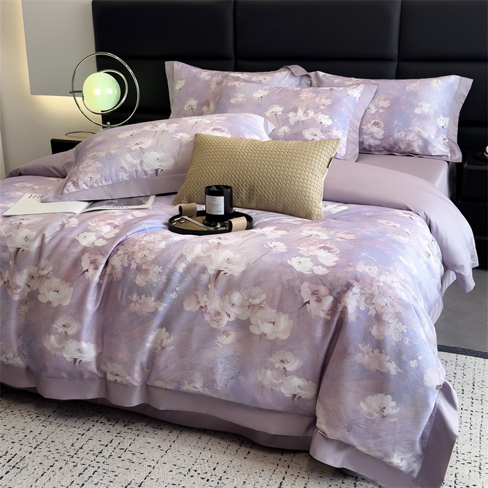 朵希曼 2026新款全棉贡缎大版数码印花系列 千紫