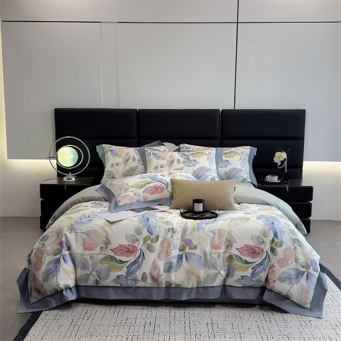 91家纺网 家纺一手货源 找家纺 朵希曼 2026新款全棉贡缎大版数码印花系列 盛夏