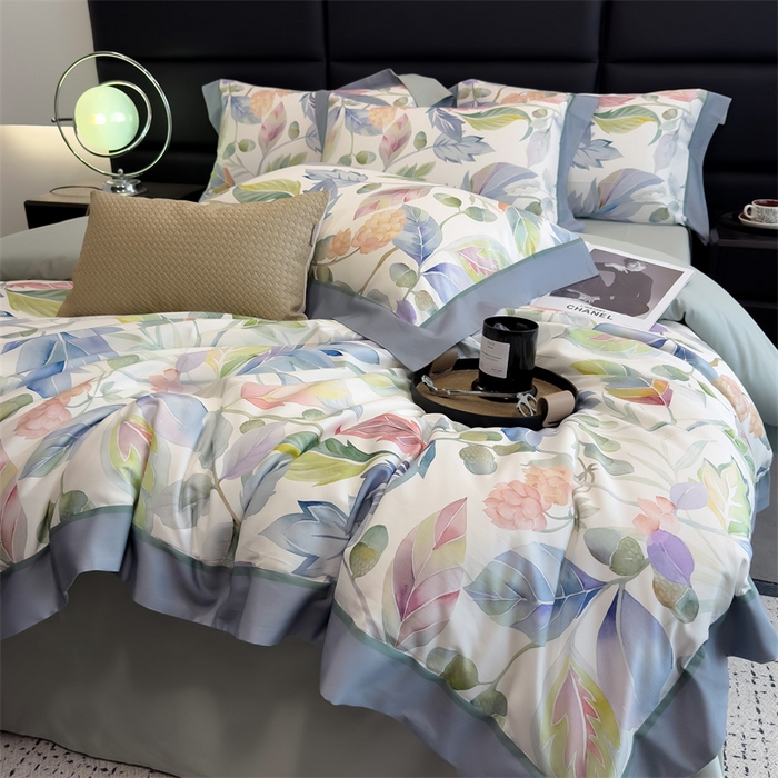 91家纺网 家纺一手货源 找家纺 朵希曼 2026新款全棉贡缎大版数码印花系列 盛夏