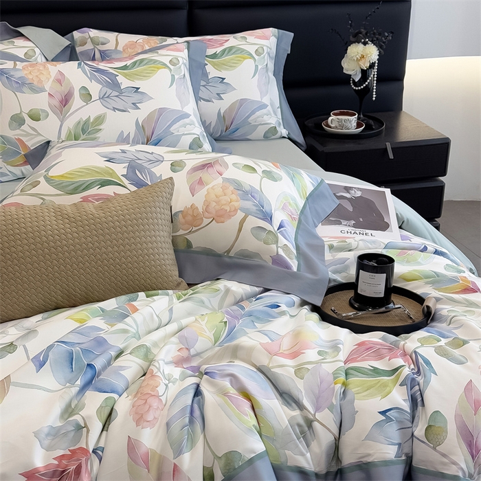 91家纺网 家纺一手货源 找家纺 朵希曼 2026新款全棉贡缎大版数码印花系列 盛夏