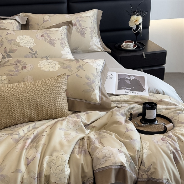 91家纺网 家纺一手货源 找家纺 朵希曼 2026新款全棉贡缎大版数码印花系列 思绮