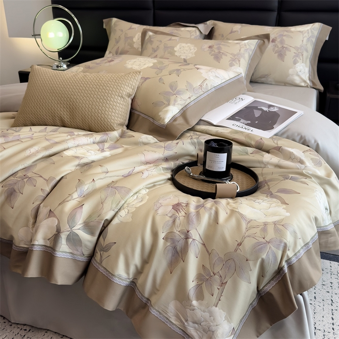 91家纺网 家纺一手货源 找家纺 朵希曼 2026新款全棉贡缎大版数码印花系列 思绮